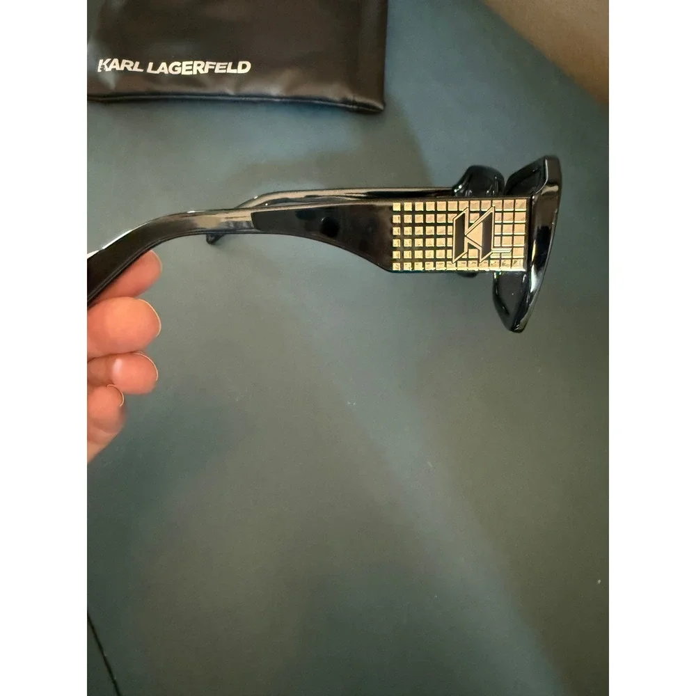 Karl Lagerfeld Womens Oversized Square Sunglasses Black Gold‎ KL6140S 001 53mm